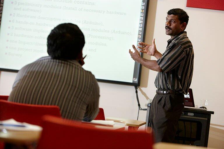 A man teaching a class.