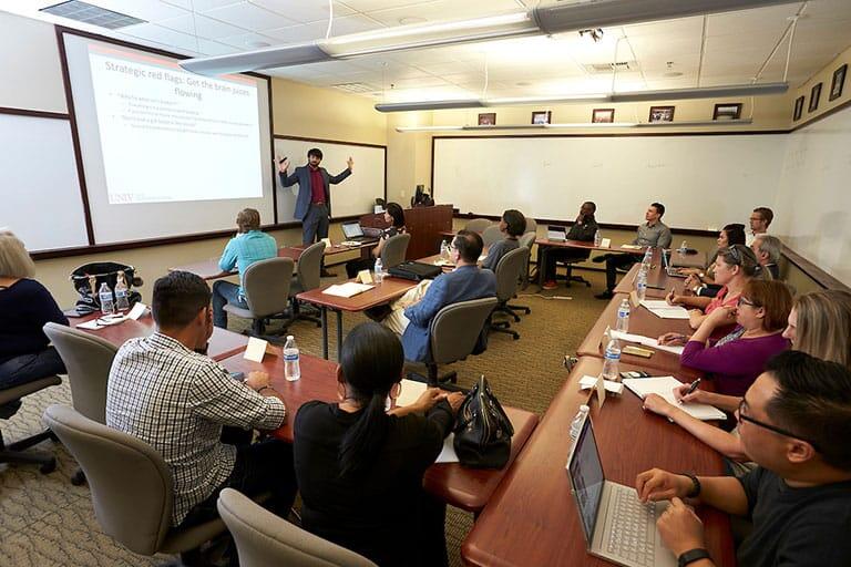 Professor lectures during Small Business Seminar