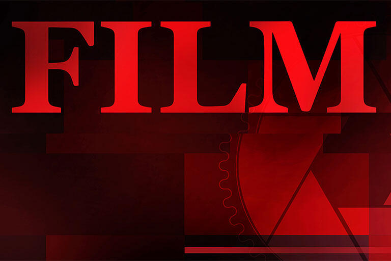 The word Film on a red background