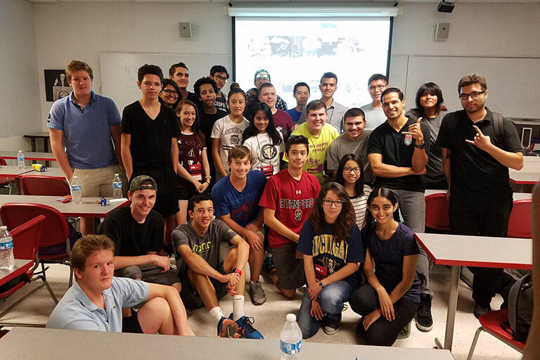 Students gathered in a classroom