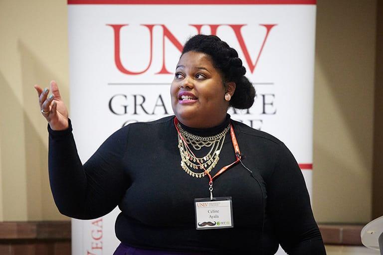 Woman giving a presentation.