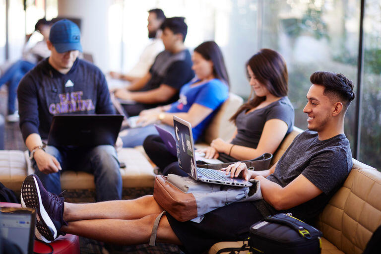 Students lounge at the Student Union