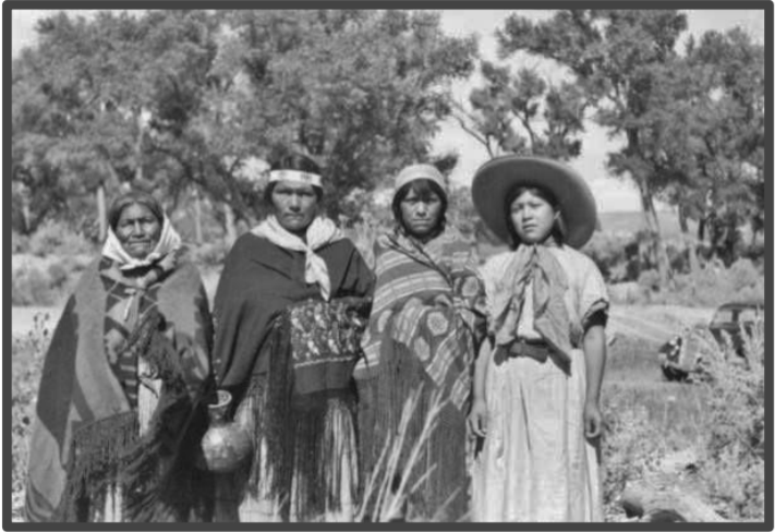A black and white photograph of four Southern Paiute women.