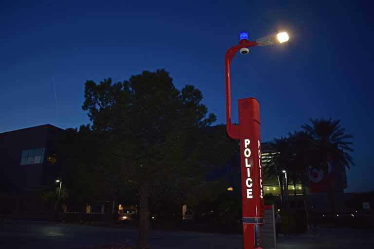 UNLV Police Services phone at night.