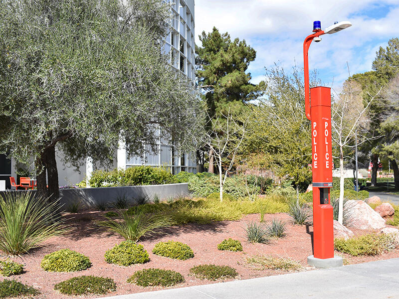 An emergency phone pole