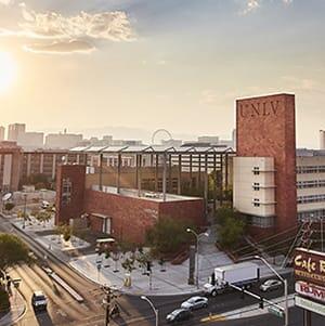 View of campus at dusk