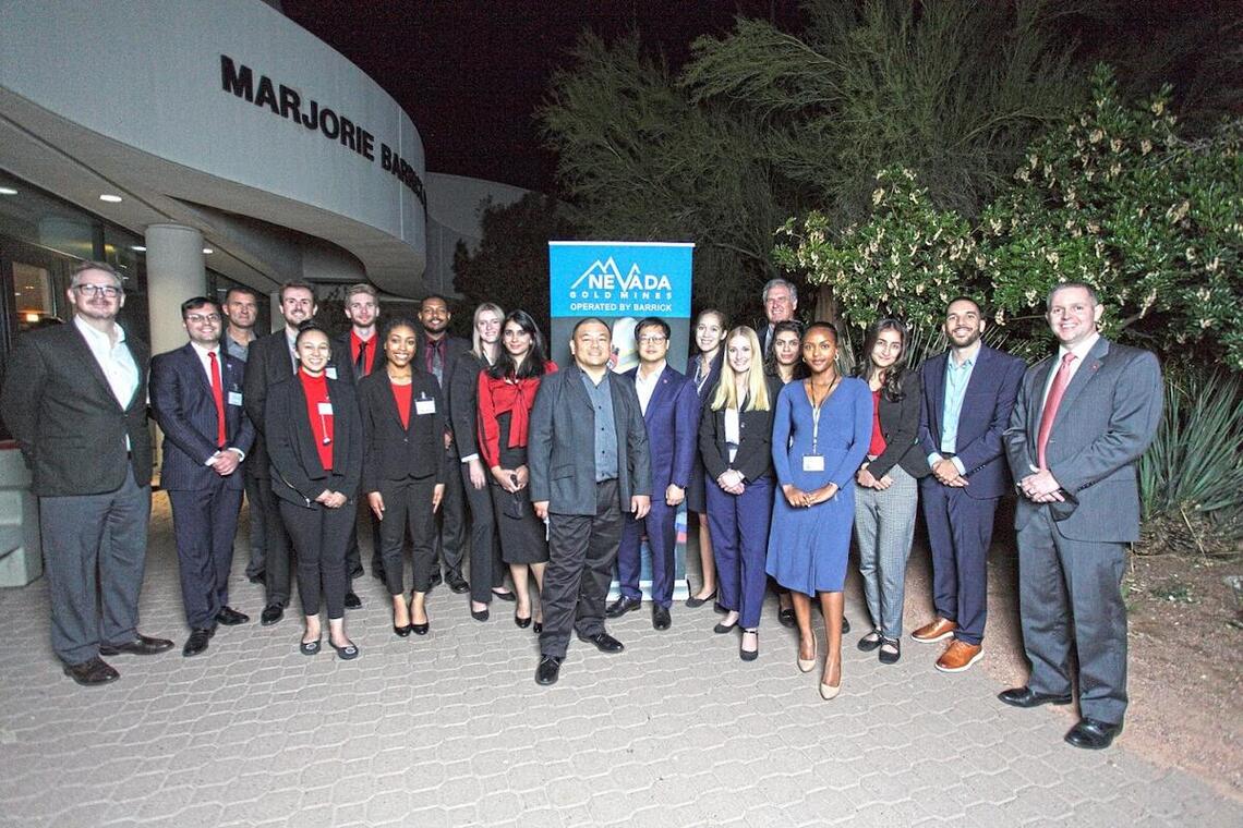 Nevada Gold Mines Case Competition Participants Outside Marjorie Barrick Museum on the UNLV Campus