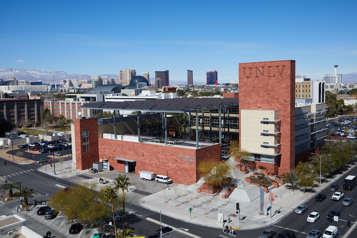 Aerial shot of Greenspun Hall