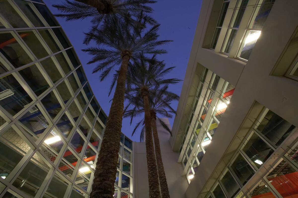 Bigelow Physics Building at night