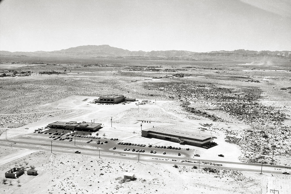 aerial shot of the university in 1960