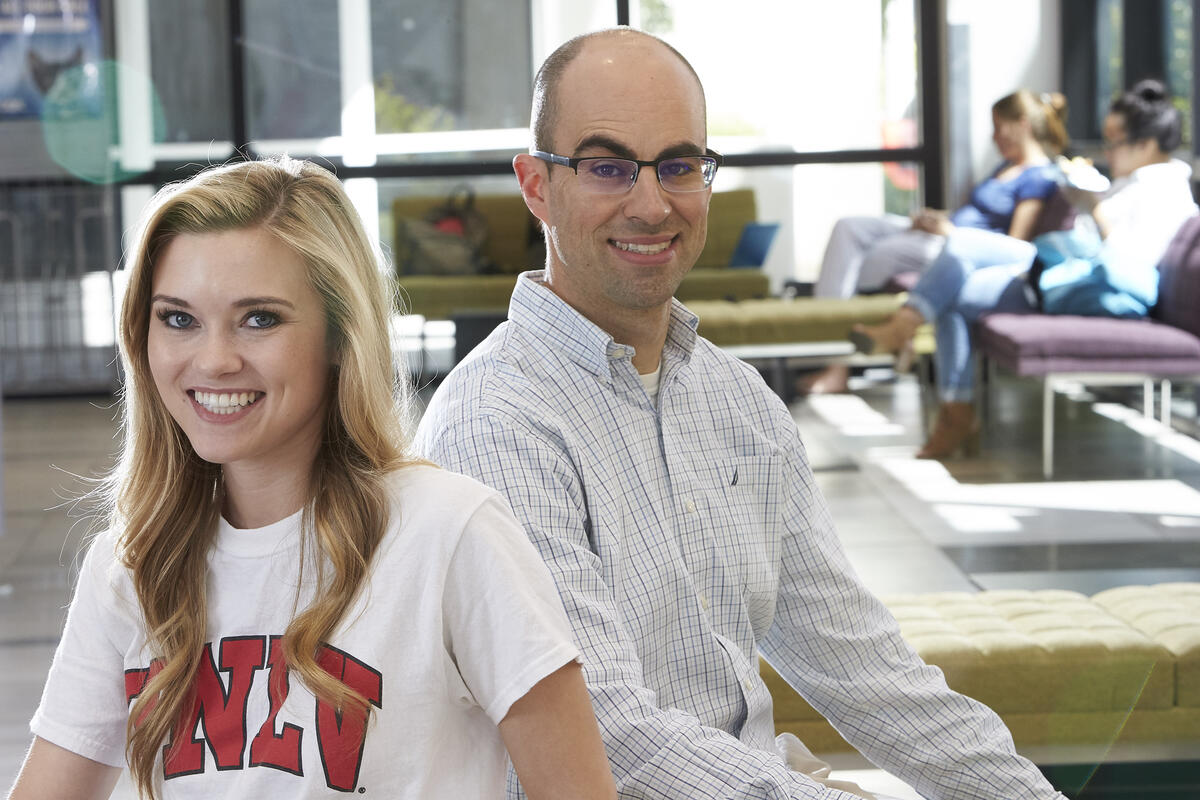 student Alexis Hilts and assistant professor Matt Bernacki