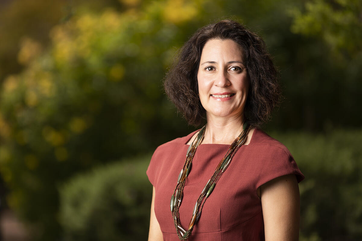 Portrait of Juliet Casey director of communications for the office of the executive vice president and provost and a member of the staff of the Division of Integrated Marketing and Branding