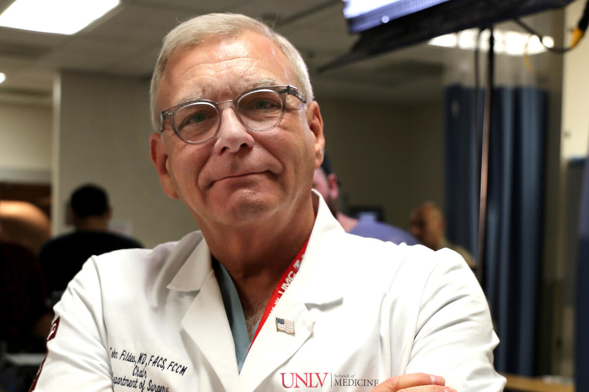 Man in doctor's coat