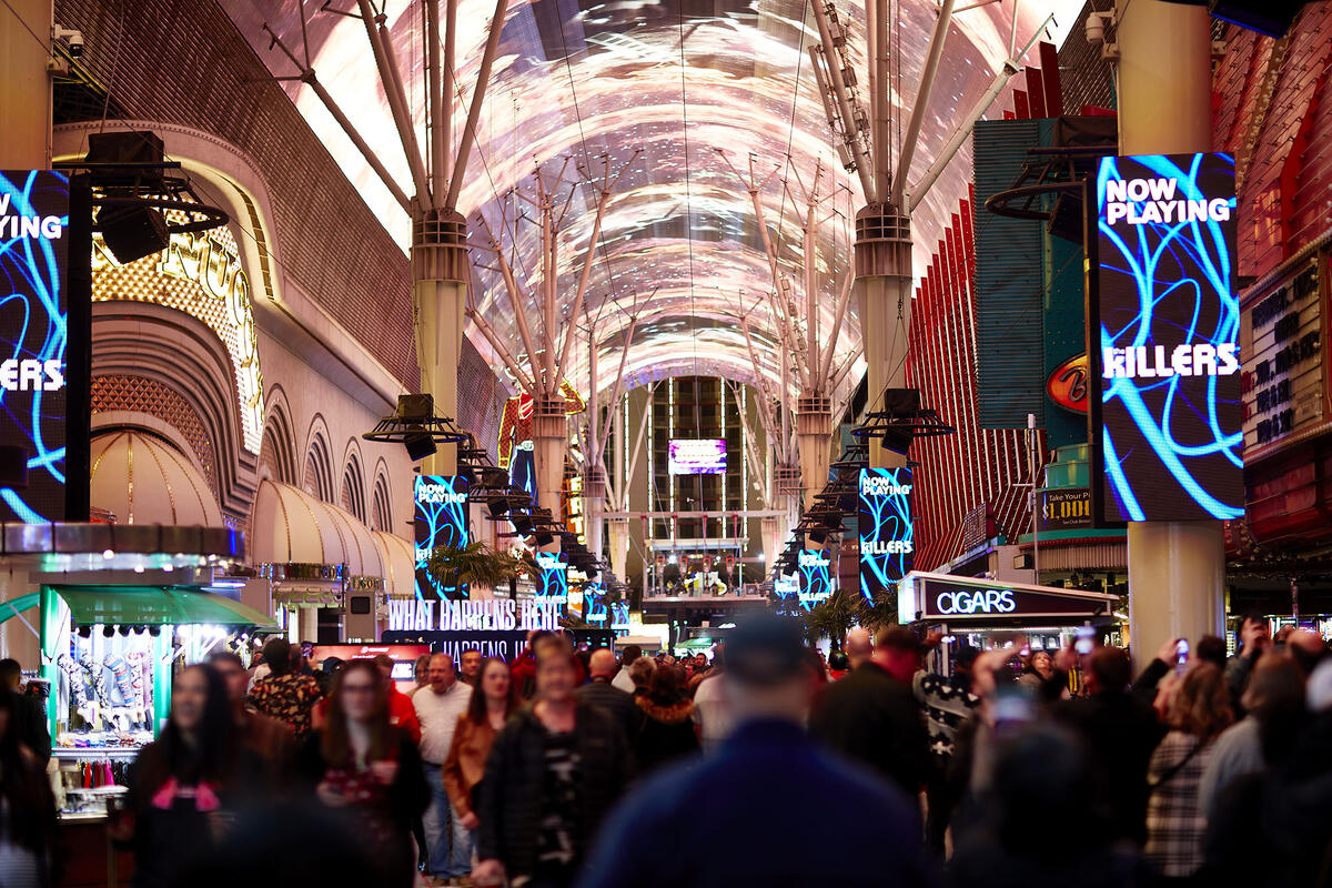 crowds outside downtown casinos