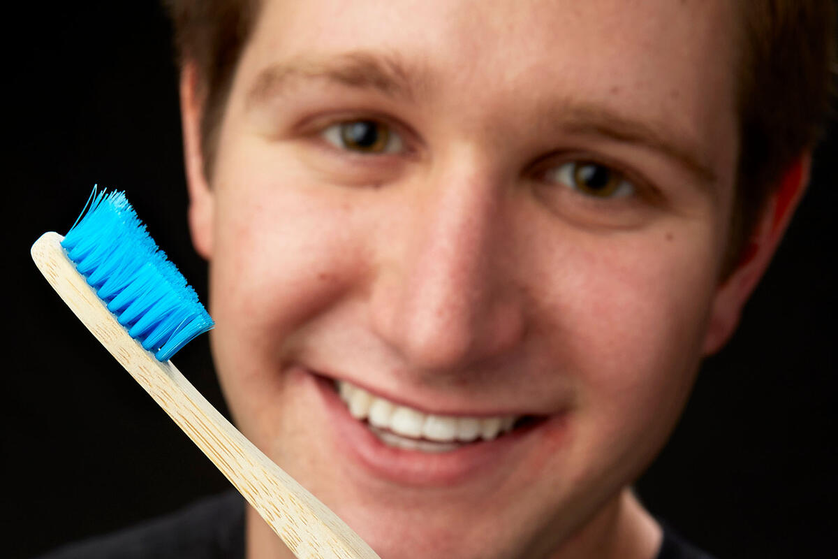 Hunter Davidson poses with toothbrush