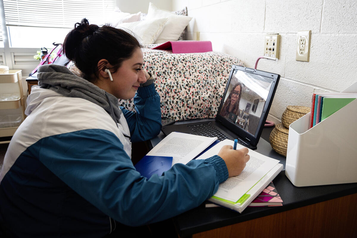 Student in a Webex meeting
