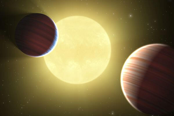 Artist rendition of the Kepler-9 planetary system