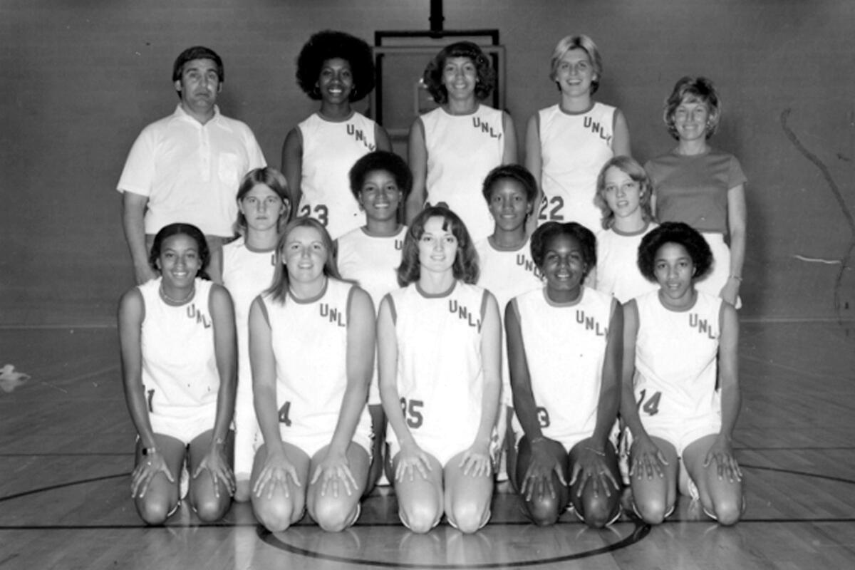Team photo of the UNLV Lady Rebels in the 1976-77 season.