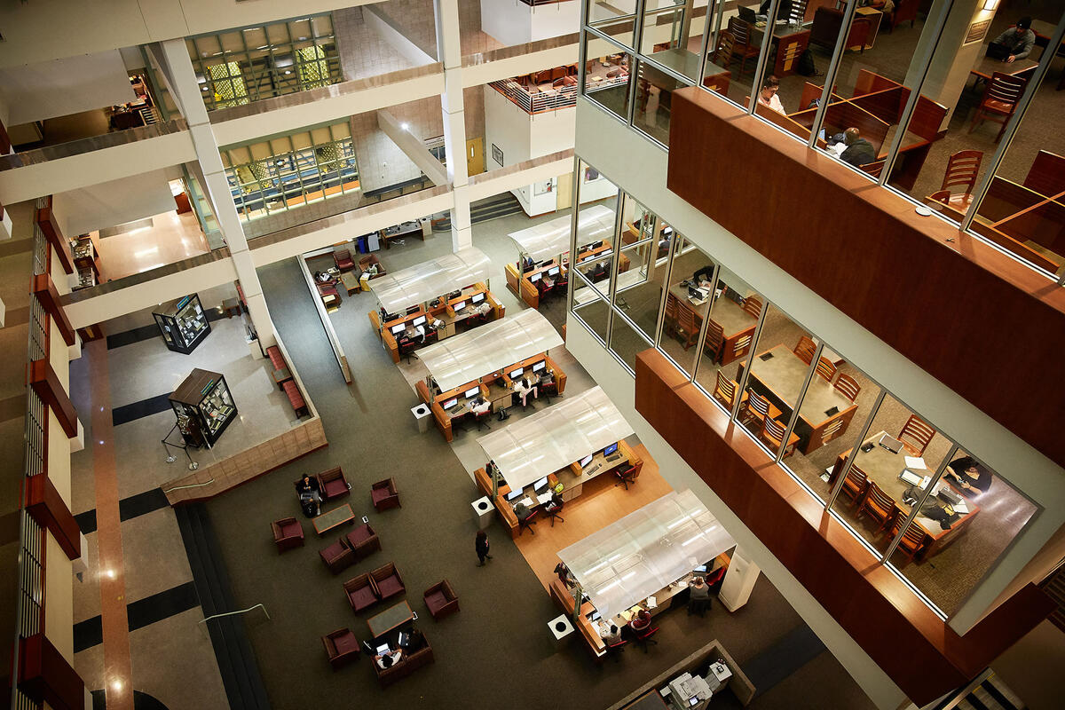 library interior study spaces