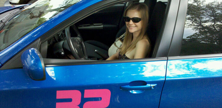 Janna Lovell sitting in a car