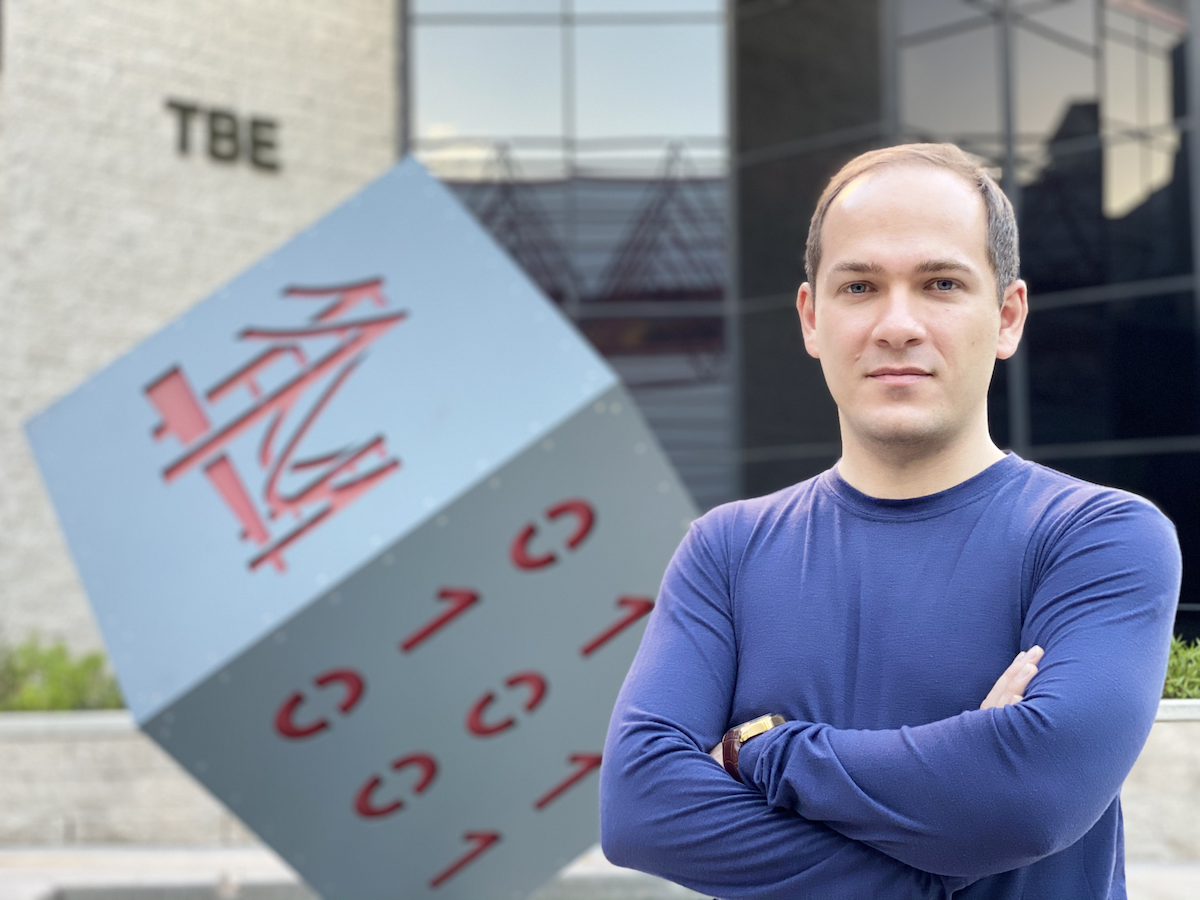 UNLV student with engineering building in background