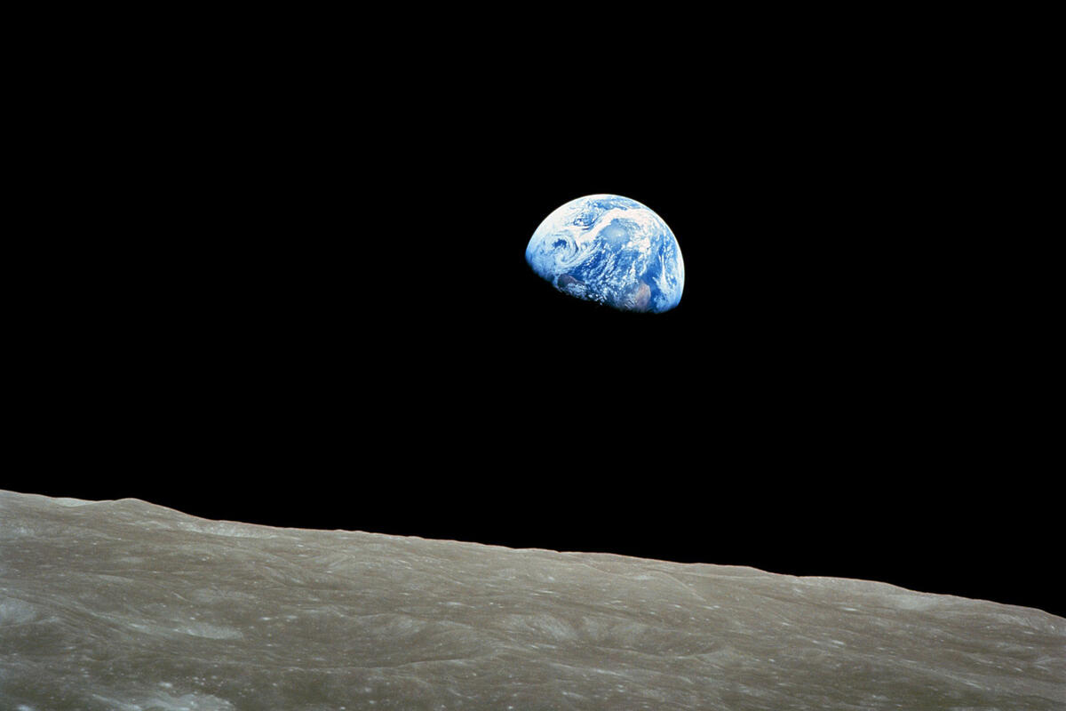 view of Earth from the moon