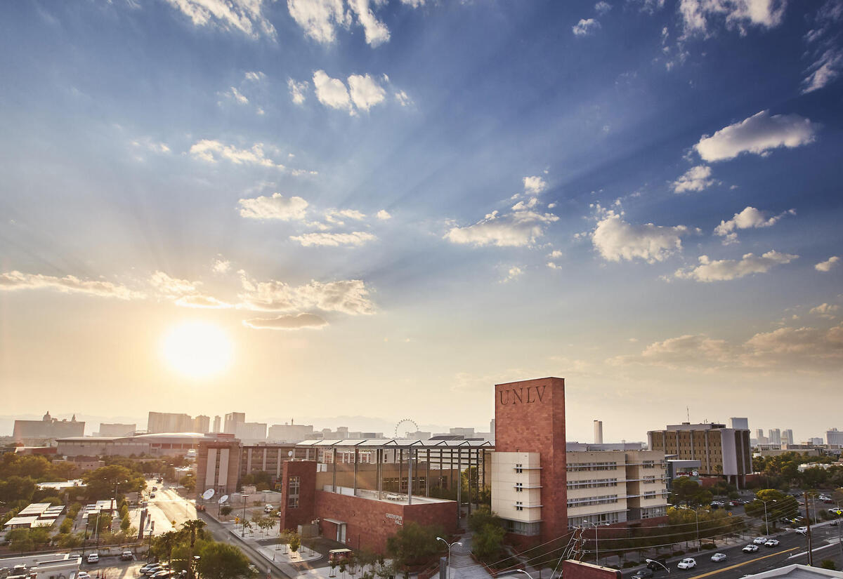 image of UNLV campus at sunset
