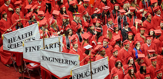 Crowd of Commencement graduates