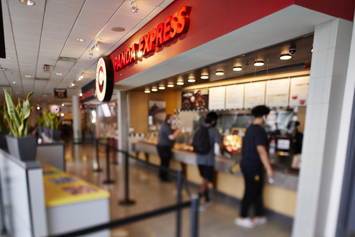 a Panda Express restaurant in a campus food court
