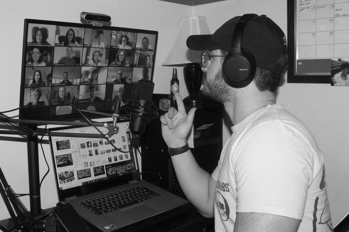 man working on a computer