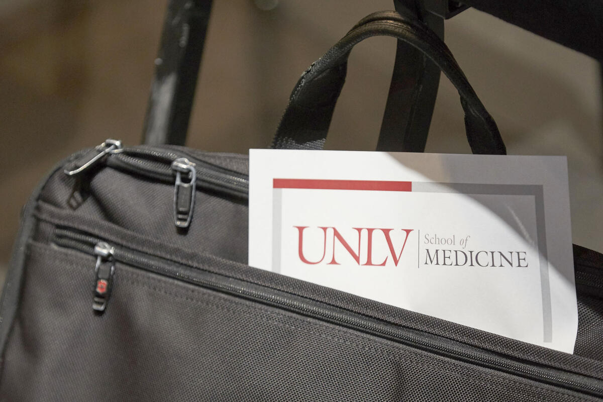 briefcase with UNLV School of Medicine paperwork