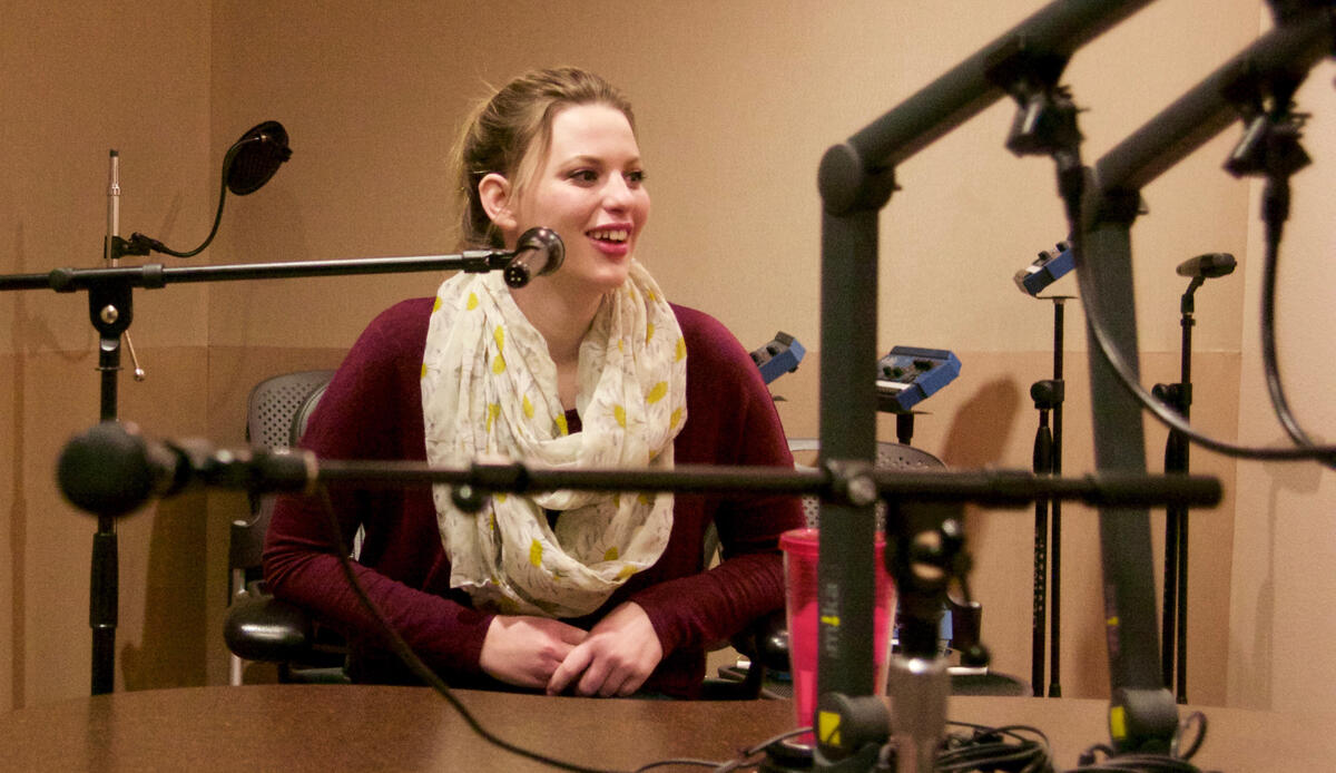 Genevieve Grippo records podcast