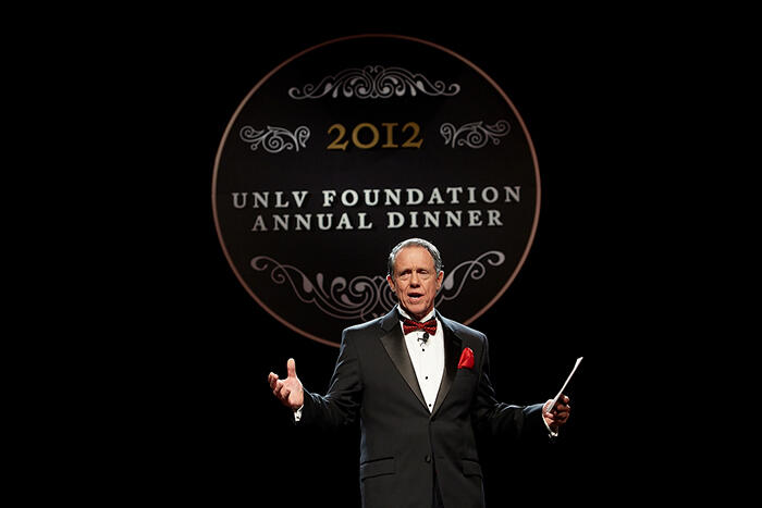 UNLV Foundation Chairman John O’Reilly welcomes more than 1,000 supporters to the 2012 UNLV Foundation Annual Dinner. (Aaron Mayes/UNLV Photo Services)
