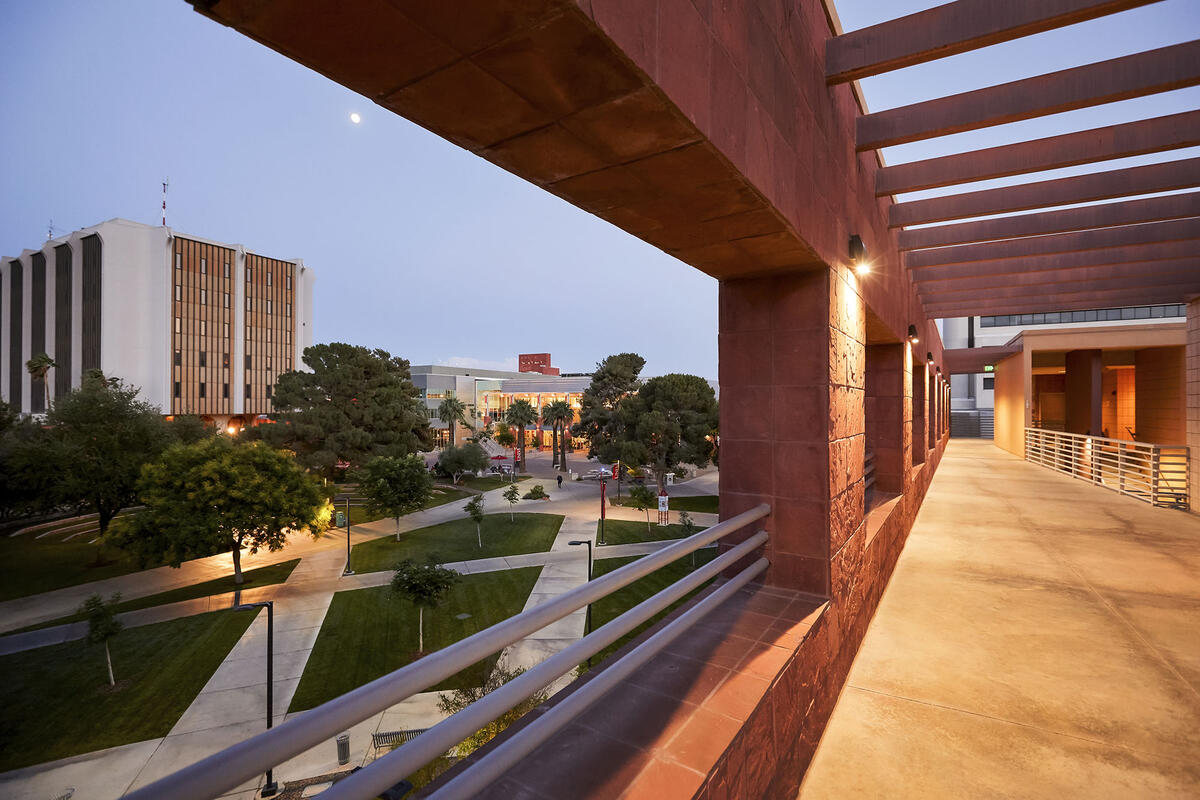 campus mall and buildings