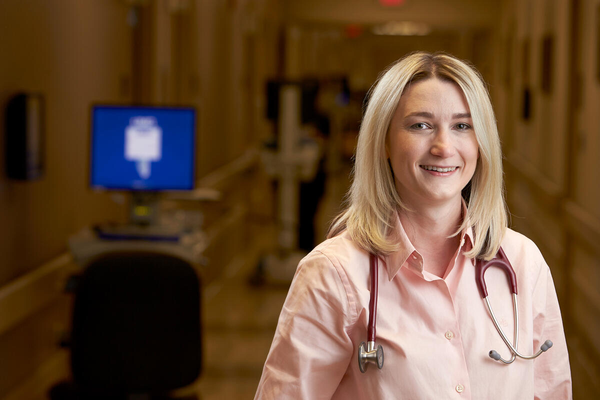 doctor in hospital hallway