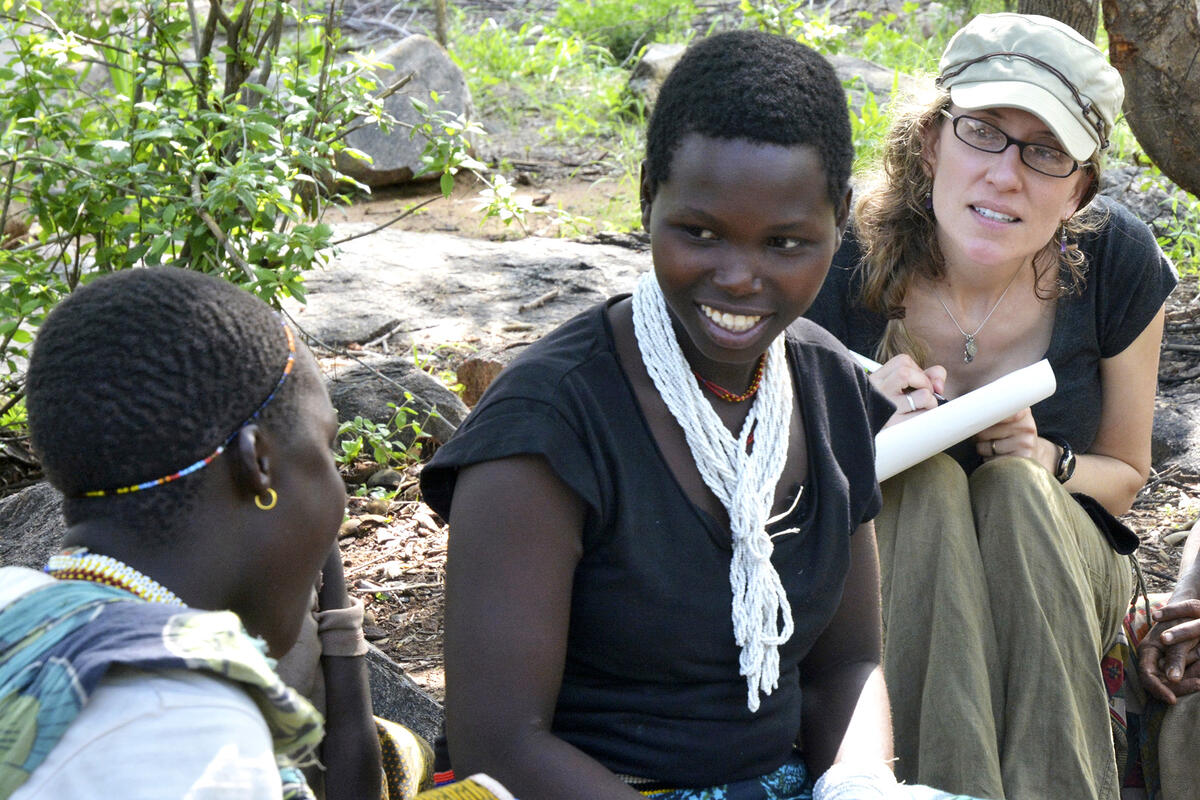UNLV professor Alyssa Crittenden with members of the Hadza of Tanzania.