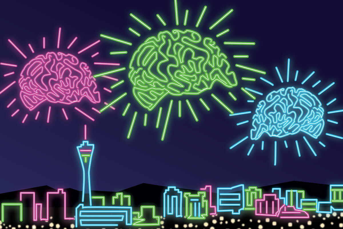 Neon illustration of Las Vegas skyline.