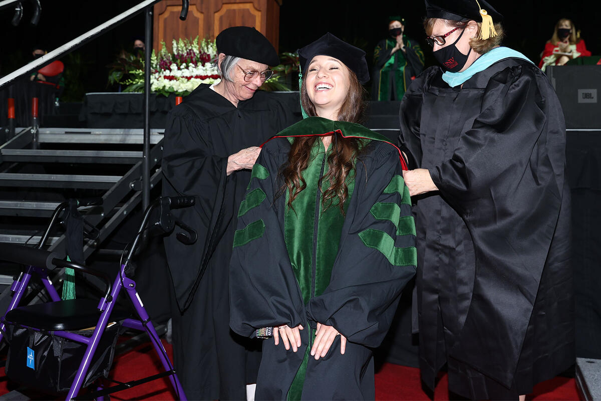 Graduate medical student, Zarah Rosen, during the commencement ceremony