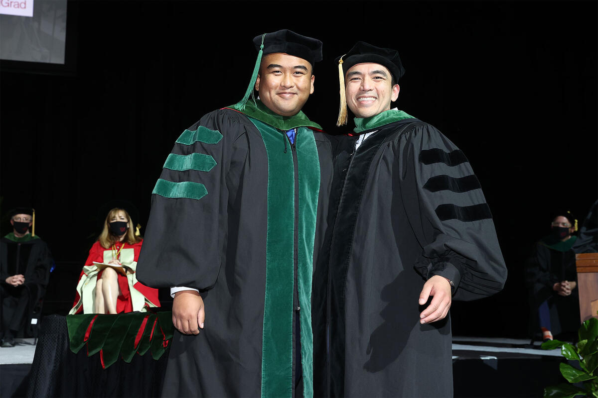 Graduate medical student, Michael Briones, during the commencement ceremony