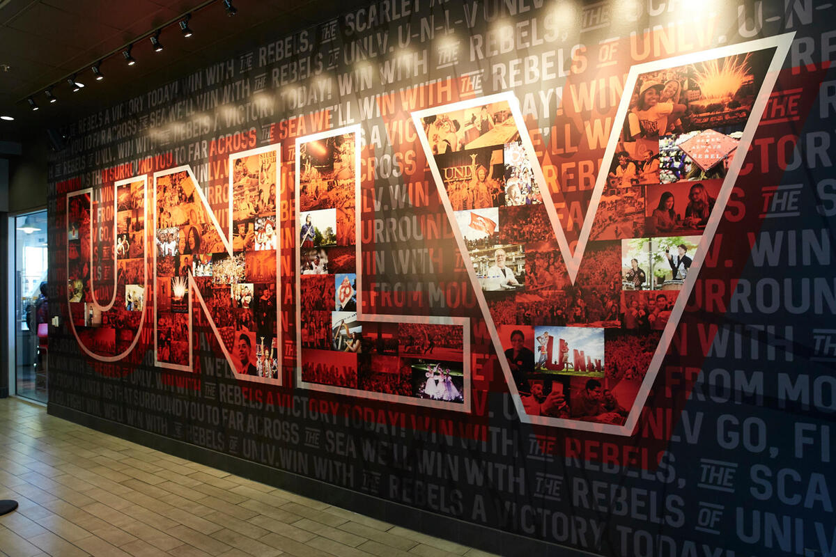 A wall painted with UNLV