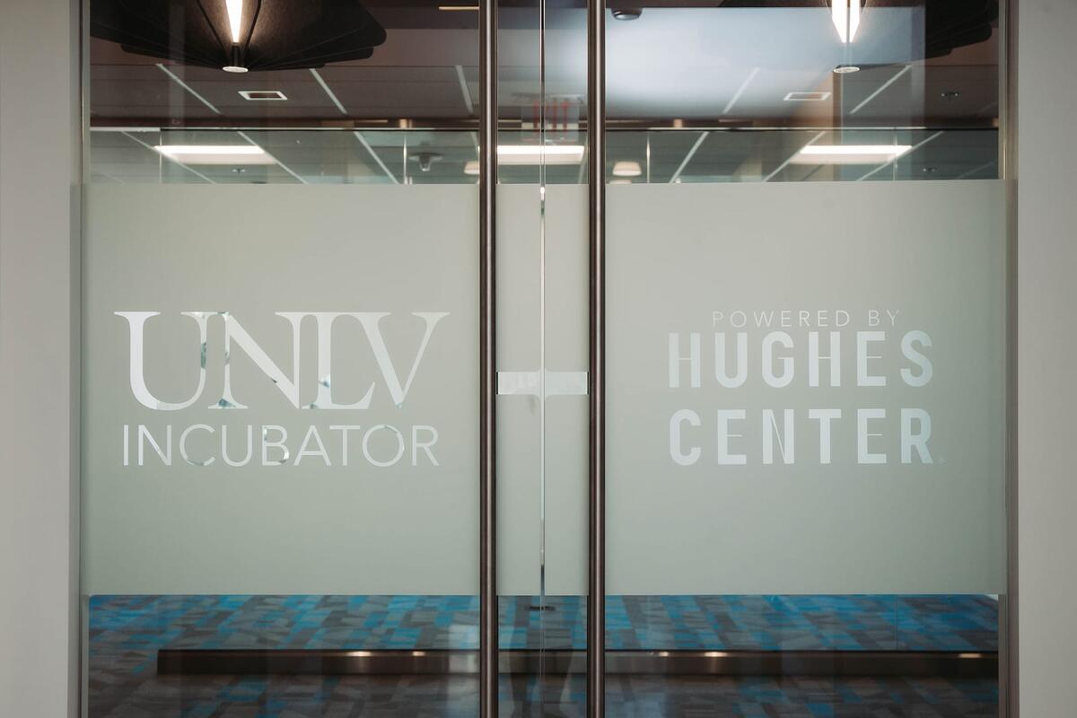 Double door entrance to the U-N-L-V Innovation Incubator