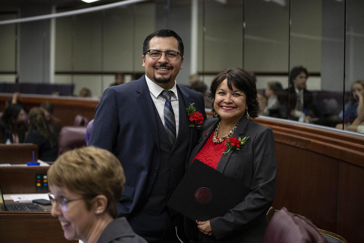 Two rebel advocates posing on the state assembly floor