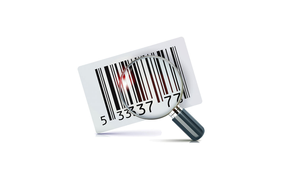 Bar code and magnifying glass