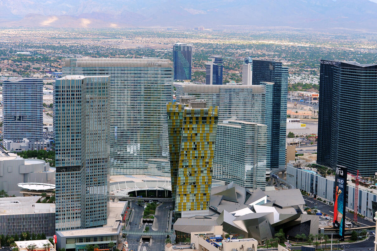 Aerial view of the Las Vegas Strip and City Center