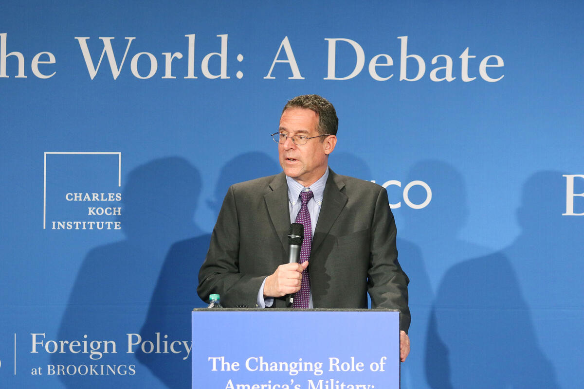 A man standing in front of a podium 