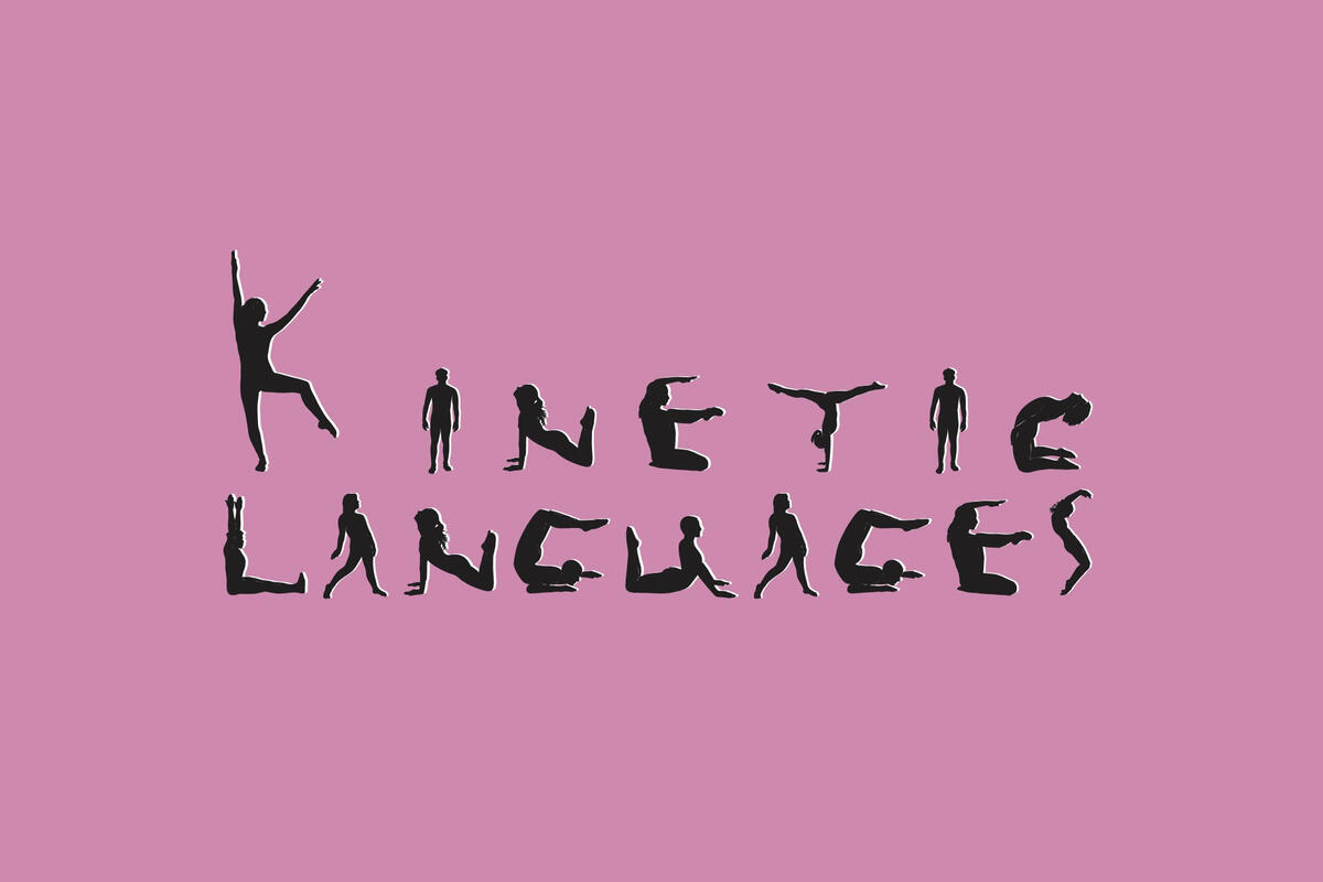 graphic with silhouette of dancers forming the words Kinetic Languages