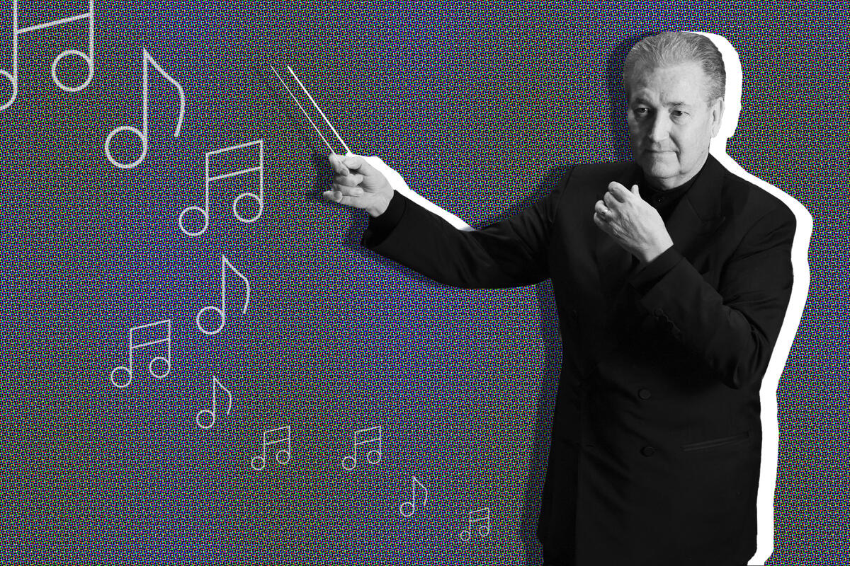 photo illustration of man conducting orchestra