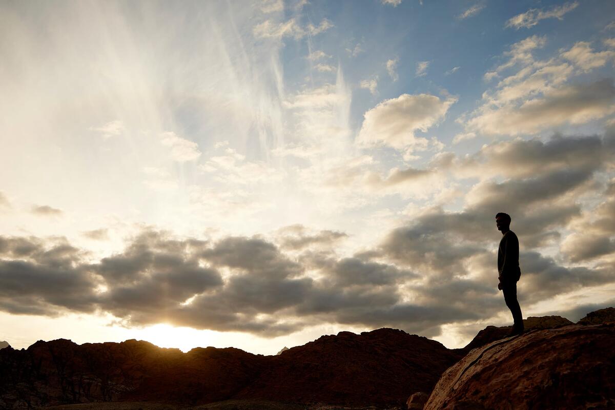 Person watching sunset at Red Rock Canyon