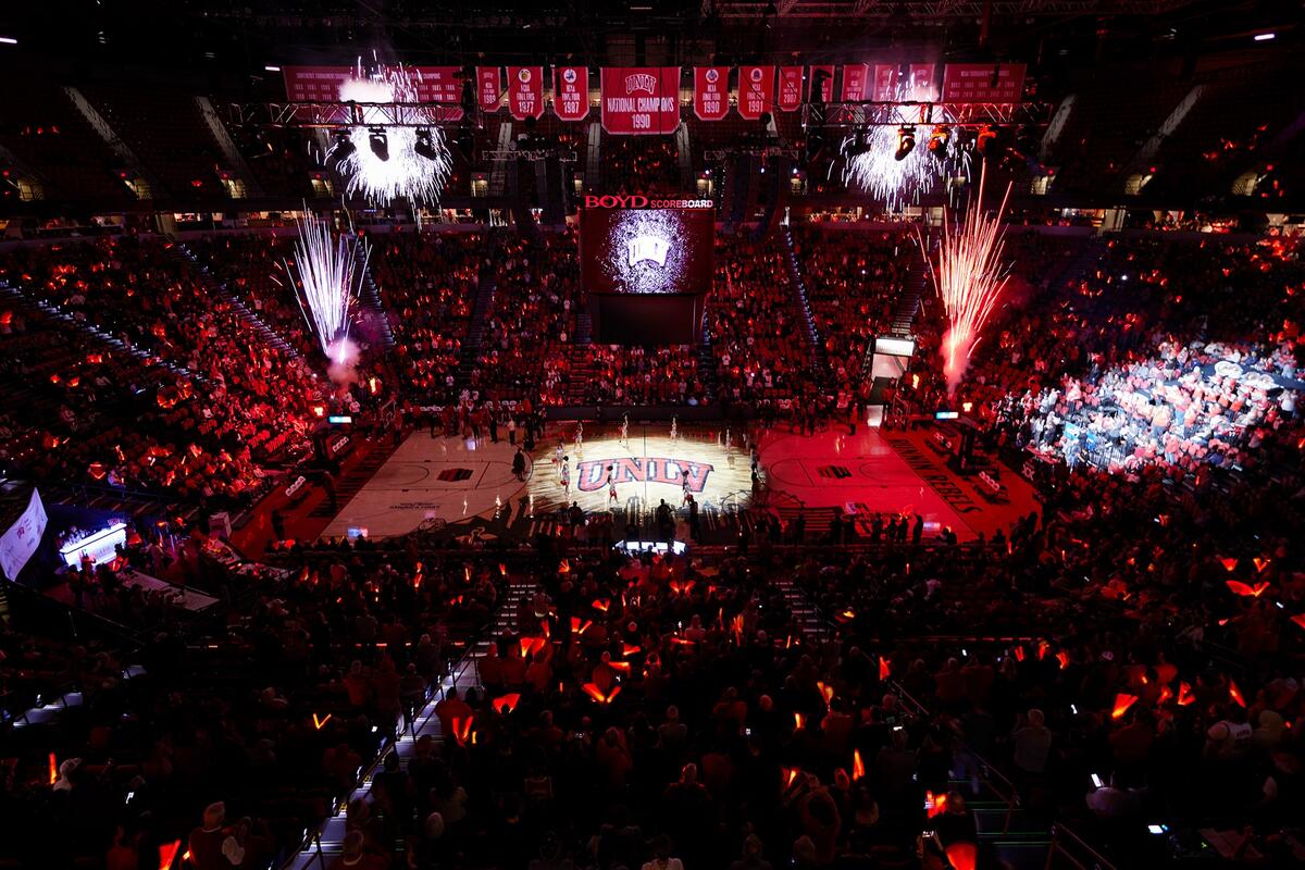 Inside of the Thomas &amp; Mack Center during a sporting event