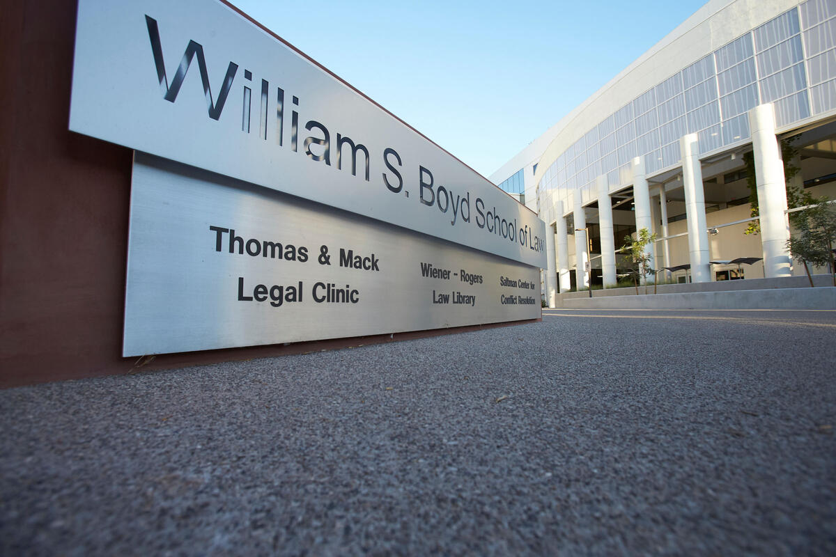 exterior signage of William S. Boyd School of Law